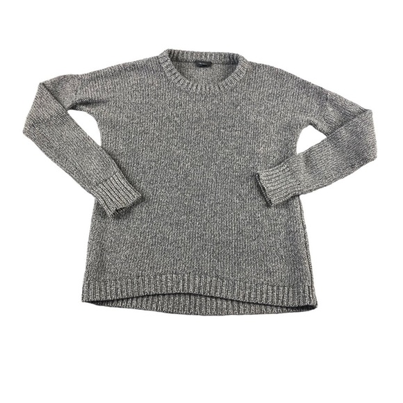 Theory Gray XS Clancia Girella Wool Blend Silk Drop Shoulder Crew Neck Sweater - Picture 1 of 12